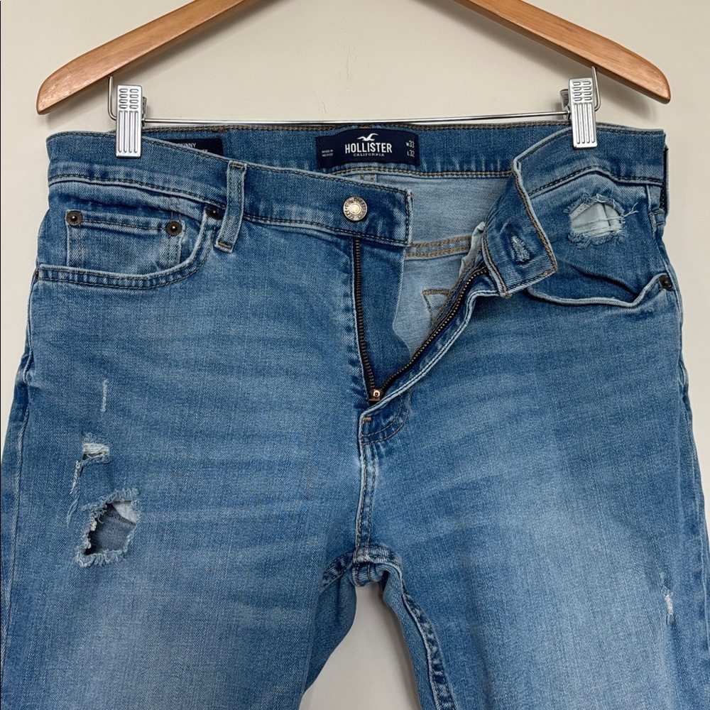 Hollister Skinny Distressed Jeans Sz 33 W x L 32 EUC - Picture 4 of 5